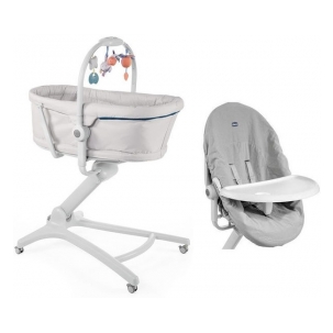CHICCO BABY HUG 6w1 Zestaw Łóżeczko + Tacka + Pokrowiec | GLACIAL